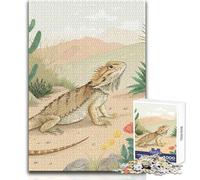 Puzzles for Adults 1000 Pieces Bearded Dragon in Desert Brainteaser Family Games Staycation Kill Time Gifts Ideas Size 50x75cm