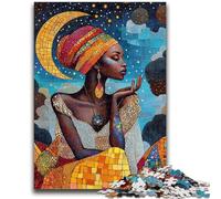 Puzzles for Adults 1000 Pieces Beautiful African Woman Help The Brain Exercise Addictive Toys to Cultivate Patience Parent-child Interaction 26x38cm