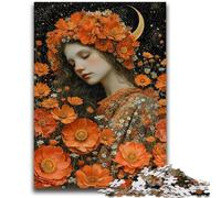 Puzzles for Adults 1000 Pieces Beautiful Girl with Flowers Help The Brain Exercise Addictive Toys to Cultivate Patience Parent-child Interaction 50x75cm
