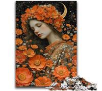 Puzzles for Adults 1000 Pieces Beautiful Girl with Flowers Help The Brain Exercise Addictive Toys to Cultivate Patience Parent-child Interaction 26x38cm