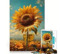 Puzzles for Adults 1000 Pieces Beautiful Golden Sunflower Fine Cut Design Mind Training Fun Slow Time Fun Birthday Art Play (38x26cm)