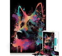 Puzzles for Adults 1000 Pieces Belgian Malinois Colorful Fine Cut Design Mind Training Fun Slow Time Fun Birthday Art Play (38x52cm)