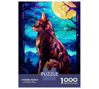 Puzzles for Adults 1000 Pieces Bengal Cat And Moonlight Jigsaws for Adults Brain Teaser Game Analysis And Logic Unique Birthday And Xmas Gifts 38x26cm/1000pcs