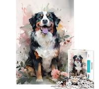 Puzzles for Adults 1000 Pieces Bernese Mountain Flowers Learning Educational Toys Brain Teaser Game for The Whole for Women Men (Size 38x26cm)