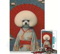 Puzzles for Adults 1000 Pieces Bichon Frise Geisha Fine Cut Design Mind Training Fun Slow Time Fun Birthday Art Play (38x52cm)