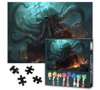 Puzzles for Adults 1000 Pieces - Big Octopus on the Pirate Ship Jigsaw Puzzles | Octopus Kraken Premium 1000 Piece Puzzle for Adults Home Decor 27.5" x 19.6"