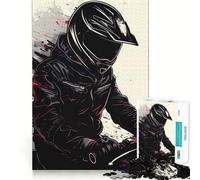Puzzles for Adults 1000 Pieces Biker on A Motorbike Bike Fine Cut Design Mind Training Fun Slow Time Fun Birthday Art Play (38x26cm)
