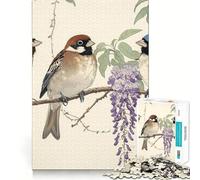 Puzzles for Adults 1000 Pieces Birds on A Branch with Wisteria Fine Cut Design Mind Training Fun Slow Time Fun Birthday Art Play (38x52cm)