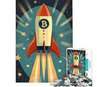 Puzzles for Adults 1000 Pieces Bitcoin Rocket Vintage BTC Crypto Learning Educational Toys Brain Teaser Game for The Whole for Women Men (Size 38x52cm)