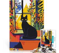 puzzles for adults 1000 pieces Black Cat by Window Stressabbau Staycation Zeit totschlagen Kunstwerk Geschenk52x38cm