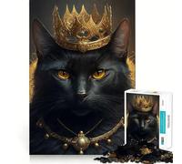 Puzzles for Adults 1000 Pieces Black Cat Portrait Fine Cut Art, Smart Challenge Fun, Quiet Time Game, Birthday Hobby Gift (38x52cm)