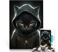 puzzles for adults 1000 pieces Black Cat with a Hoodie Handgeschwindigkeitswettbewerb Tolles Geschenk für Spiele38x26cm