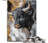 Puzzles for Adults 1000 Pieces Black Gold Bull, for And 14 Years And over for Educational Game Challenge Toy Gift for Birthdays (Size 26x38cm)