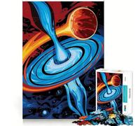 Puzzles for Adults 1000 Pieces Black Hole And Planet Illustration Fine Cut Art, Smart Challenge Fun, Quiet Time Game, Birthday Hobby Gift (50x75cm)