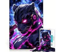 Puzzles for Adults 1000 Pieces Black Leopard Warrior Animal Fine Cut Art, Smart Challenge Fun, Quiet Time Game, Birthday Hobby Gift (50x75cm)