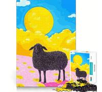 Puzzles for Adults 1000 Pieces Black Sheep in A Sunny Field Tight Cut Fun, Smart Brain Activity, Leisure Fun Time, Birthday Hobby Gift (50x75cm)