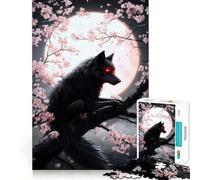 Puzzles for Adults 1000 Pieces Black Wolf Under Full Moon Fine Cut Art, Smart Challenge Fun, Quiet Time Game, Birthday Hobby Gift (38x52cm)