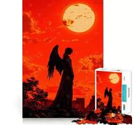 Puzzles for Adults 1000 Pieces Blood Moon City Angel Fall Tight Cut Fun, Smart Brain Activity, Leisure Fun Time, Birthday Hobby Gift (38x26cm)