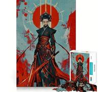 Puzzles for Adults 1000 Pieces Blood Moon Samurai Queen Fine Cut Art, Smart Challenge Fun, Quiet Time Game, Birthday Hobby Gift (50x75cm)