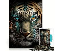 Puzzles for Adults 1000 Pieces Blue And Red Eye Tiger Fine Cut Art, Smart Challenge Fun, Quiet Time Game, Birthday Hobby Gift (50x75cm)