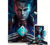 Puzzles for Adults 1000 Pieces Blue Card Magician Fine Cut Art, Smart Challenge Fun, Quiet Time Game, Birthday Hobby Gift (38x52cm)