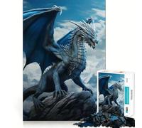 Puzzles for Adults 1000 Pieces Blue Dragon on Mountain Fine Cut Art, Smart Challenge Fun, Quiet Time Game, Birthday Hobby Gift (38x26cm)