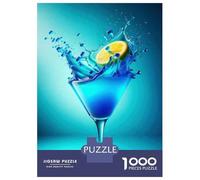 Puzzles for Adults 1000 Pieces Blue Lemonade Cocktail Drink Adult Jigsaw Puzzle Hands-on Game Staycation Kill Time Challenging Game Gifts 38x26cm/1000pcs