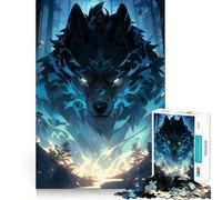 Puzzles for Adults 1000 Pieces Blue Wolf Spirit Fine Cut Art, Smart Challenge Fun, Quiet Time Game, Birthday Hobby Gift (38x26cm)