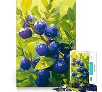 Puzzles for Adults 1000 Pieces Blueberries on The Branch Fine Cut Art, Smart Challenge Fun, Quiet Time Game, Birthday Hobby Gift (50x75cm)