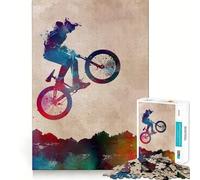 Puzzles for Adults 1000 Pieces BMX Rider Silhouette Fine Cut Art, Smart Challenge Fun, Quiet Time Game, Birthday Hobby Gift (50x75cm)