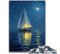 Puzzles for Adults 1000 Pieces Boat Sailing Under The Starry Sky Stress Reliever Difficult Challenge Unique Home Decor And Gifts 50x75cm