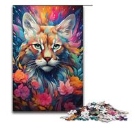 Puzzles for Adults 1000 Pieces Bobcat's Colorful Psychedelic Impossible Puzzle Family Game Stress Reliever Difficult Challenge 1000 PCS(38x26cm)