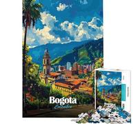 Puzzles for Adults 1000 Pieces Bogota, Colombia Cityscape Illustration Brain Intelligence Challenge Addictive Toys Practical Game Difficult Hard Gifts Birthday (size 38x26cm)