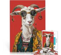 puzzles for adults 1000 pieces Bohemian Goat on Burgundy Made of cardboard,for and from 14 years and over Educational toy for learning Great gift for gaming。size:38x52cm/14.96x20.47inch