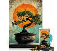 Puzzles for Adults 1000 Pieces Bonsai Tree with Sunset Fine Cut Art, Smart Challenge Fun, Quiet Time Game, Birthday Hobby Gift (50x75cm)
