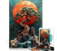 Puzzles for Adults 1000 Pieces Bonsai Tree with Waterfall Fine Cut Art, Smart Challenge Fun, Quiet Time Game, Birthday Hobby Gift (38x52cm)