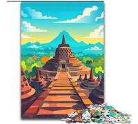 Puzzles for Adults 1000 Pieces Borobudur Temple Poster, for Ages 14 And over Each Piece Is Unique - Fun And Challenging Game for The Whole Family Good Gift 50x75cm