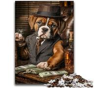 Puzzles for Adults 1000 Pieces Boxer Dog Drinking for Educational Game Challenge Toy for Is Ideal As A Gift for The Whole Family 38x26cm