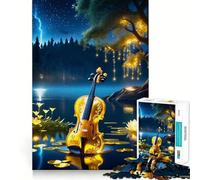 Puzzles for Adults 1000 Pieces Bright Glowing Violin Premium Cut Play Smart Brain Toy Idle Fun Time Xmas Art Gift (50x75cm)