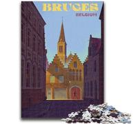 Puzzles for Adults 1000 Pieces Bruges, Belgium Cityscape 1000 Pieces for Teenagers,Stress Reliever Staycation Kill Time Parent-child Interaction (26x38cm)
