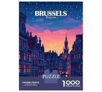 Puzzles for Adults 1000 Pieces Brussels Belgium Cityscape at Dusk Jigsaws for Adults Brain Teaser Game Analysis And Logic Unique Birthday And Xmas Gifts 38x26cm/1000pcs