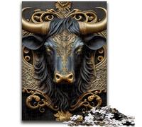 Puzzles for Adults 1000 Pieces Bull Golden Art Deco Family Fun for Is Ideal As A Gift for The Whole Family for And Age 14 Years Up 50x75cm