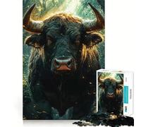 Puzzles for Adults 1000 Pieces Bull in The Forest Exact Edge Art Creative Skill Toy Cozy Time Game Christmas Art Piece (38x26cm)