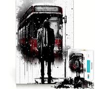 Puzzles for Adults 1000 Pieces Bus Stop for Apparitions Exact Edge Art Creative Skill Toy Cozy Time Game Christmas Art Piece (50x75cm)