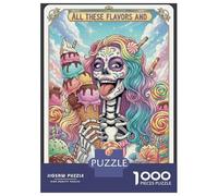 Puzzles for Adults 1000 Pieces Candy Skull with Ice Cream Jigsaws for Adults Brain Teaser Game Analysis And Logic Unique Birthday And Xmas Gifts 70x50cm/1000pcs
