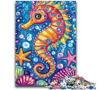 Puzzles for Adults 1000 Pieces Cartoon Seahorse Educational Games Educational Game for Birthday, Chrismas for And Age 14 26x38cm