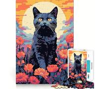 Puzzles for Adults 1000 Pieces Cat And Flower Exact Edge Art Creative Skill Toy Cozy Time Game Christmas Art Piece (38x52cm)