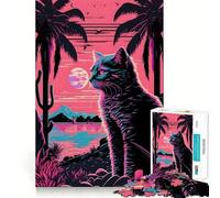Puzzles for Adults 1000 Pieces Cat And Nature Retrowave Exact Edge Art Creative Skill Toy Cozy Time Game Christmas Art Piece (50x75cm)