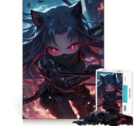 Puzzles for Adults 1000 Pieces Cat-eared Ninja Girl Premium Cut Play Smart Brain Toy Idle Fun Time Xmas Art Gift (50x75cm)