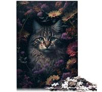 puzzles for adults 1000 pieces Cat Flowers Impossible Puzzle 26x38cm is ideal as a gift for the whole family for teenager 14+